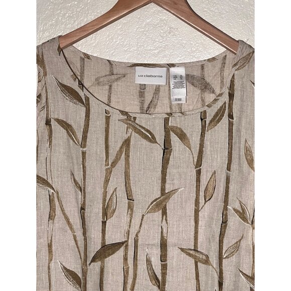 LIZ CLAIBORNE 100% Linen Bamboo Print Sleeveless Shirt Size XL - Picture 5 of 11